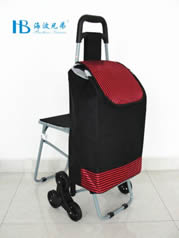 Stairs shopping cart with seatXDZ02-3X(黑拼色丁黑红迷你彩条)